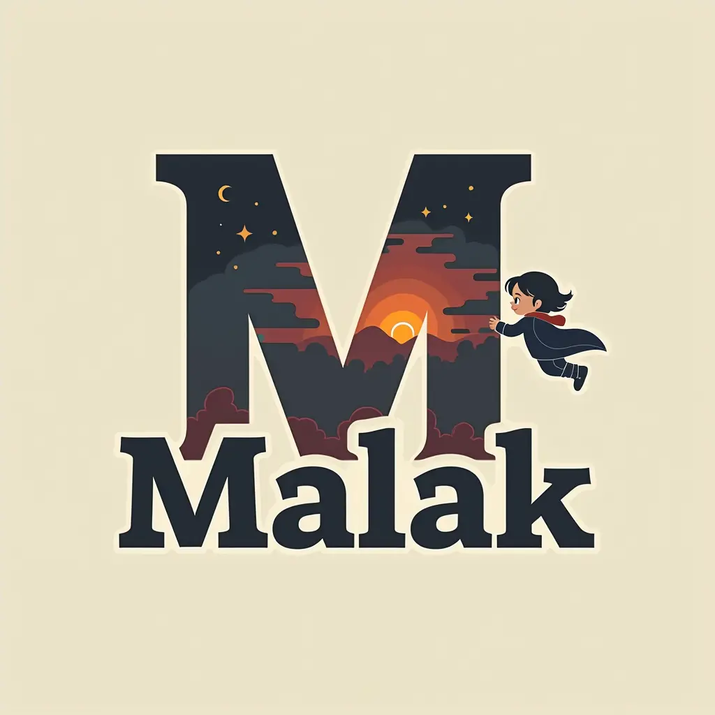اعمل لوجو باسم ملك وصورة بنت بتعافى على حلمها ضع اسم ملك حرف M