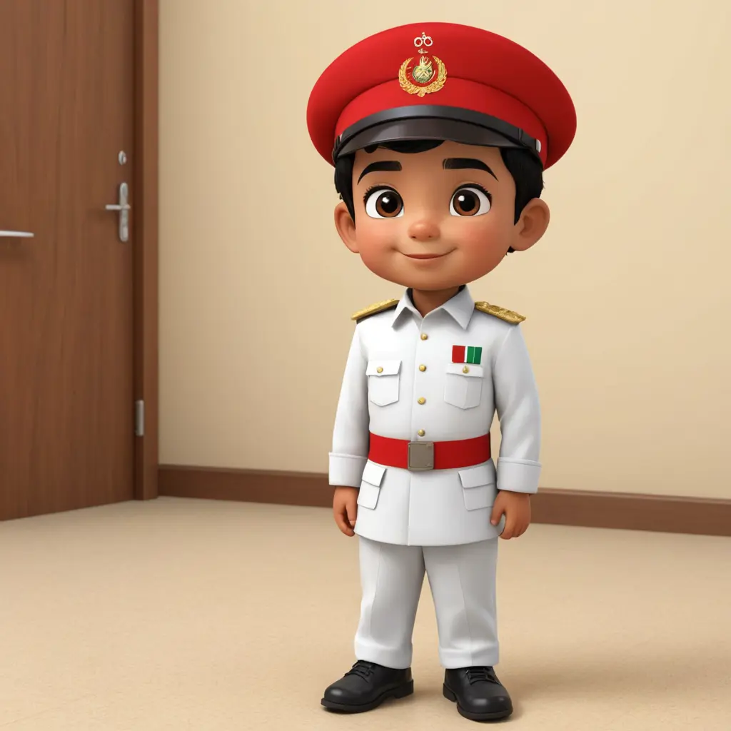 شخصية كرتونية لطفل يرتدي الزي الرسمي العماني 
