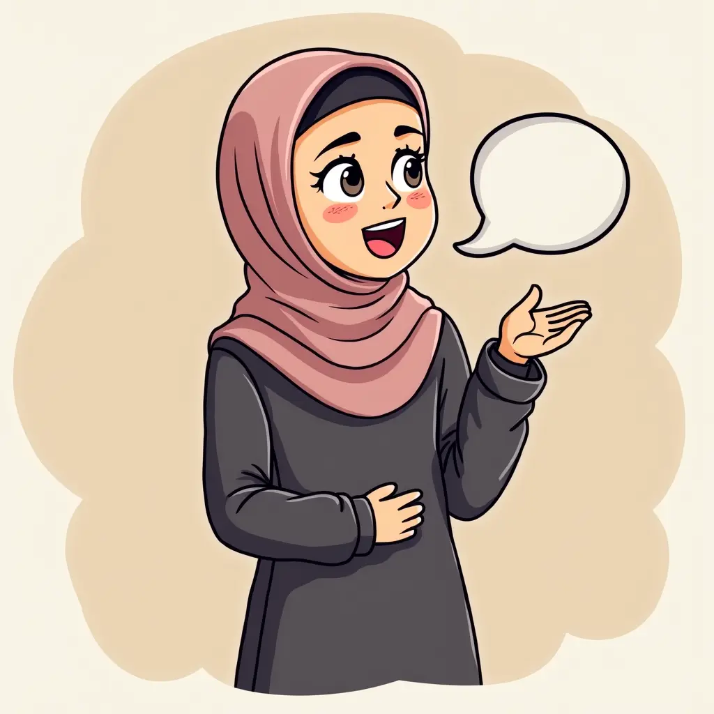 طفلة تلبس الحجاب تتحدث بشكل كرتون