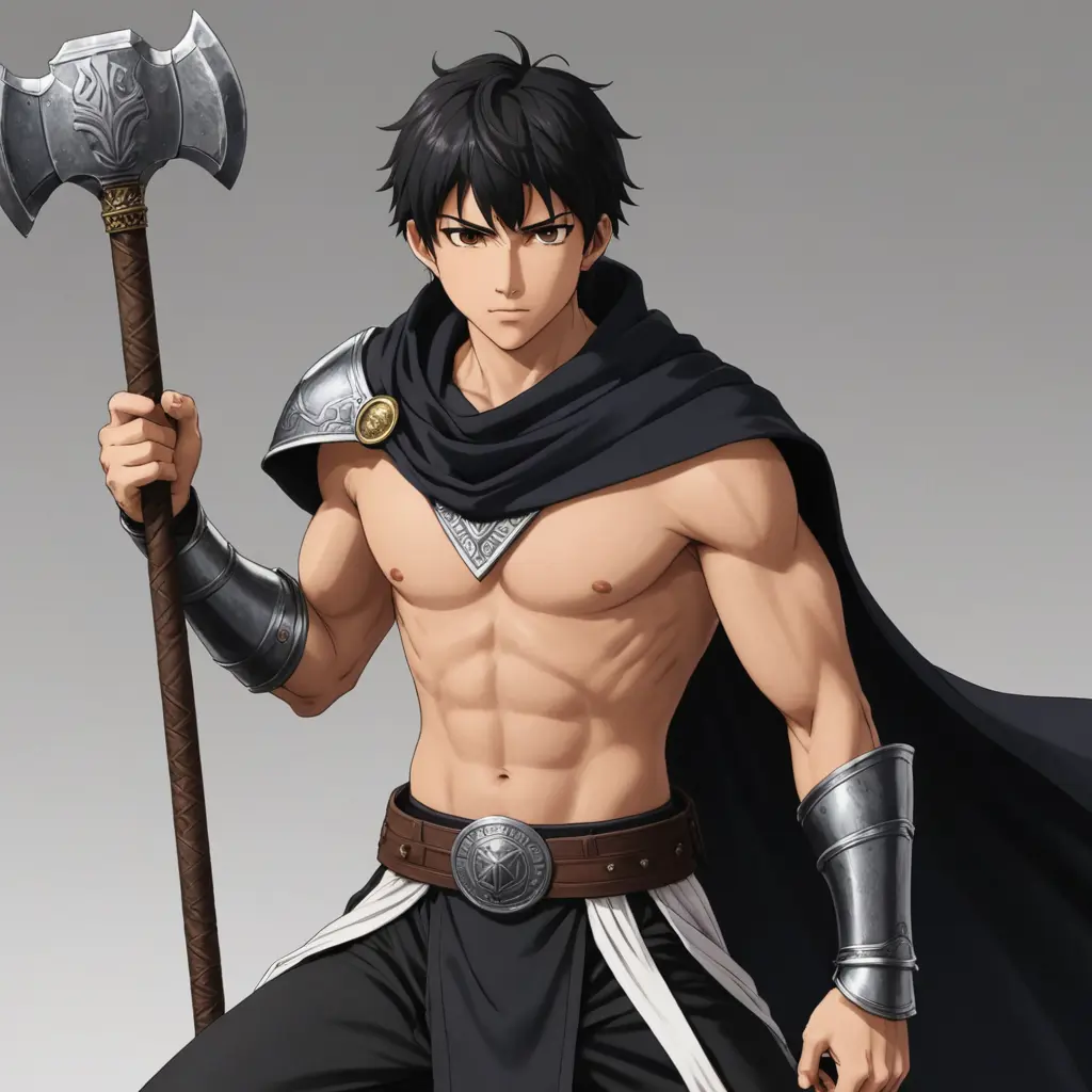 في عالم الأنمي، تبرز شخصية صخر كواحدة من الشخصيات الأكثر تميزًا وإلهامًا. يبلغ صخر من العمر تسعة عشر عامًا، ويتميز ببشرة قمحاوية قريبة للبيضاء، وعينين بنيتين فاتحتين تعكسان شجاعته وتصميمه. شعره الأسود القصير يضفي عليه مظهرًا قويًا وجذابًا.
يرتدي صخر درعًا يغطي صدره وبطنه وكتفه، تاركًا ذراعيه مكشوفتين، مما يعكس قوته البدنية واستعداده الدائم للمعركة. بالإضافة إلى ذلك، يرتدي وشاحًا أسود طويلًا يرفرف خلفه، مما يضفي عليه مظهر الأبطال الأسطوريين. يكمل مظهره ببنطال أسود يتناسب مع درعه، مما يجعله يبدو كأنه خرج من أسطورة قديمة.
ما يميز صخر حقًا هو سلاحه الفريد: المطرقة العملاقة. هذه المطرقة ليست مجرد سلاح، بل هي رمز لقوته وشجاعته.