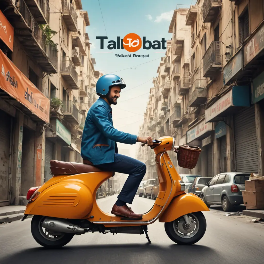 تصميم اعلان عن.شركه شحن .اسمها طلبات.. راجل يركب فيسبا و يمشي فوق الدولار. و تصميم موشن جرافيك 