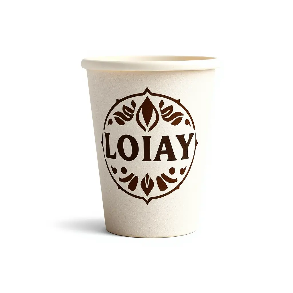 تصميم شعار على كأس من نوع كرتون قهوة عربية بأسم LOAY