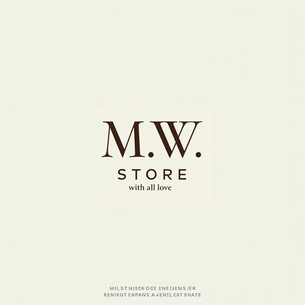 بالطبع، إليك النص بشكل مرصوص:
تصميم شعار "M.W STORE" يتضمن: الاسم "M.W STORE" بخط أنيق وعريض في المنتصف، العبارة "with all love" بخط رفيع أسفل الاسم. العناصر البصرية تشمل أشكال شموع (شعلات، ضوء دافئ)، رموز خرسانية (قطع هندسية، خطوط قوية)، وعناصر ديكور (أوراق، زهور، إطارات زخرفية). الألوان ستكون مزيجًا من الرمادي، الأبيض، والذهبي أو النحاسي مع لمسات دافئة كالبني أو البيج. يجب أن يكون التصميم متوازنًا بين التفاصيل والأناقة.