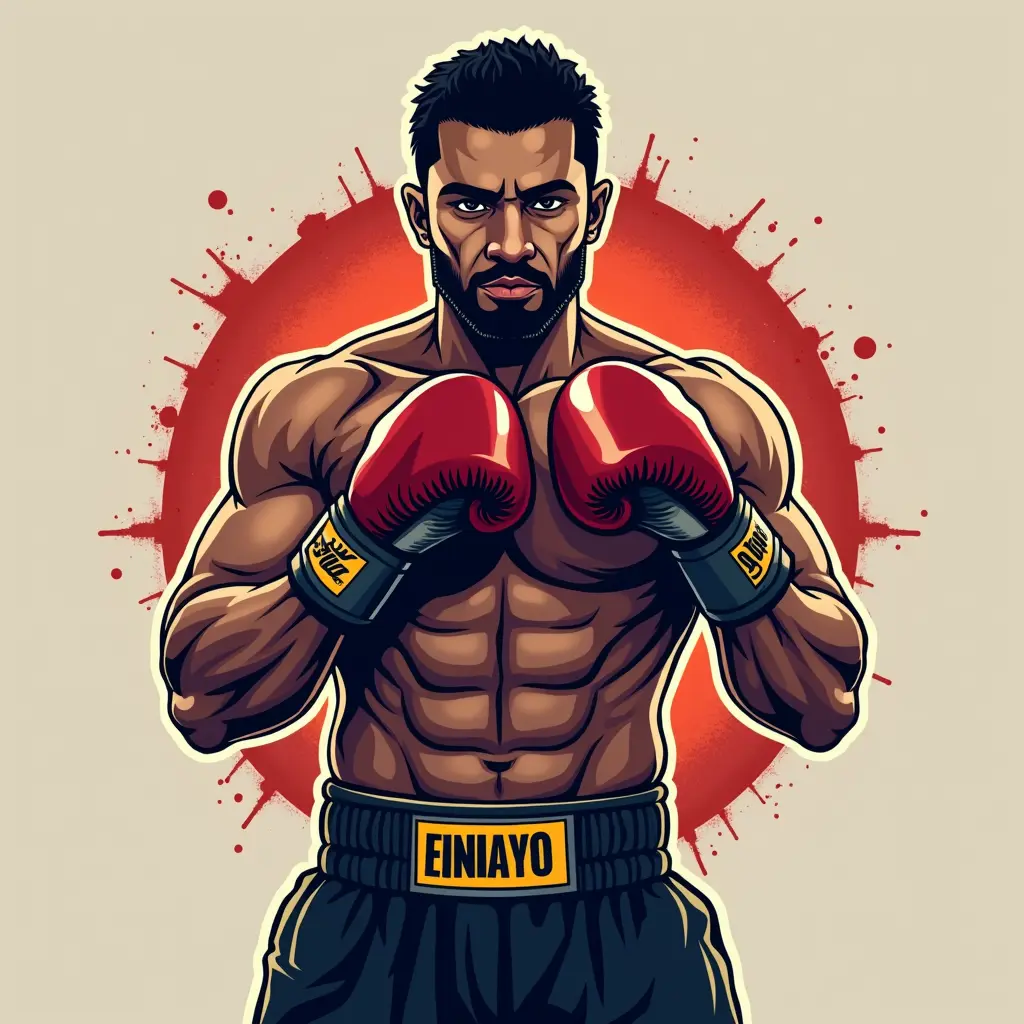Make a logo for a boxer named Mohammed Elnhrawy and his team name is General Ghozy I want the name of the boxer and his team to be mentioned in the design. I also do not want you to add pictures of people in the design. I want to draw a ring or gloves.