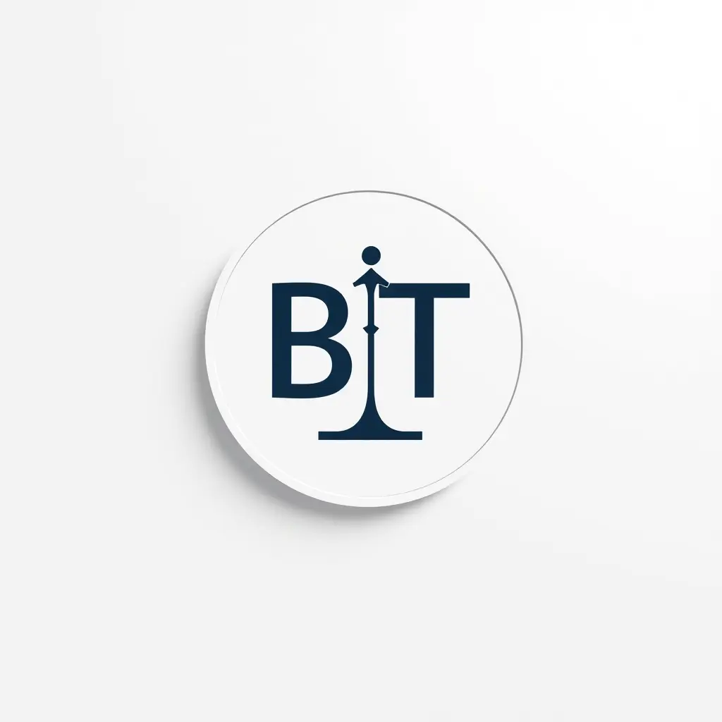 ارسم لوجو لتطبيق Bt مميز وبسيط مكتوب بداخله BT رمز BT اجعله مجسم يطفو بشاشة بيضاء وله ظل بالاسفل وشكله رائع والمجسم واقعي اقصد الرمز Bt هو مجسم ملون وواقعي ولاكنه يبدو انه يطفو فوق شاشة بيضاء اجعل الرمز وكانه مجسم حقيقي وليس فقط صورة اجعل اللون غامق اضف تصميم ميزان العدل معه اجعل الالوان واحد او اثنين فقط الرمز BT