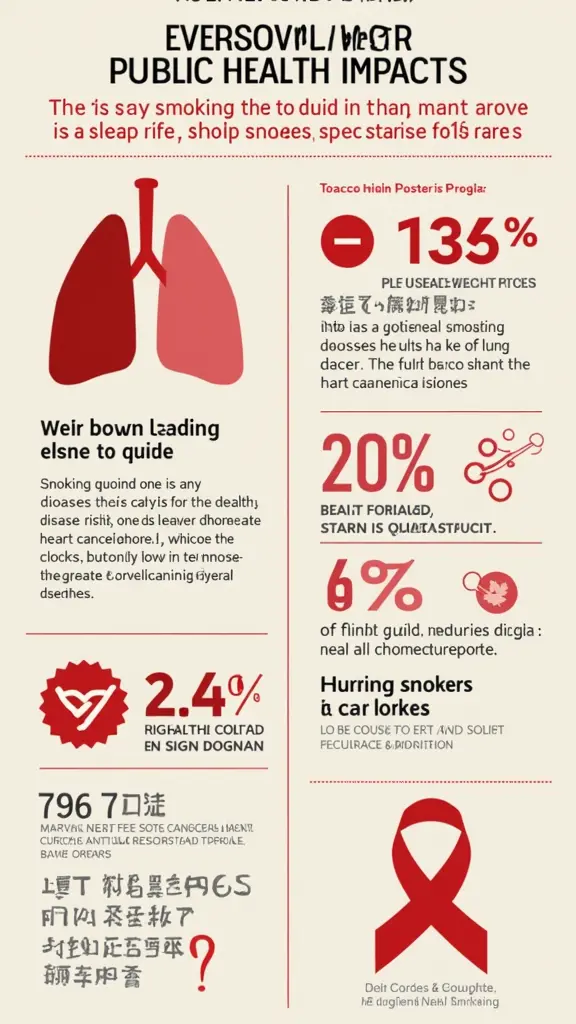 التأثيرات الصحية العامة
التدخين يعد من الأسباب الرئيسية لعدد من الأمراض المزمنة. يزيد من خطر الإصابة بأمراض القلب والسكتات الدماغية. كما أنه يرتبط بشكل مباشر بسرطان الرئة، الذي يعتبر الأكثر شيوعًا بين المدخنين. التبغ يحتوي على مواد كيميائية سامة تؤذي الأنسجة والأعضاء. لذا، فإن الإقلاع عن التدخين يمكن أن يحسن الصحة العامة بشكل ملحوظ.