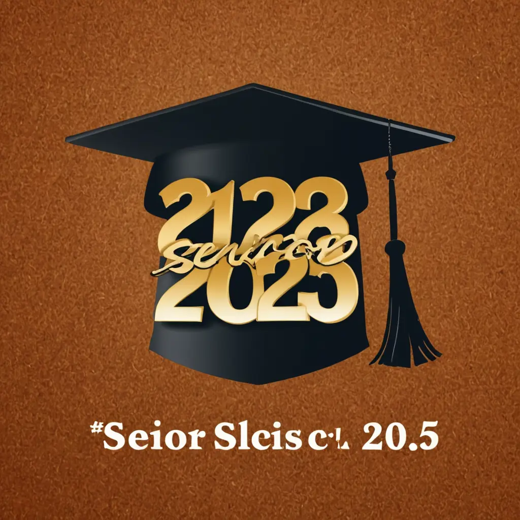  شعار senior 2025 بقبعة تخرج ذات طابع كلاسيكي