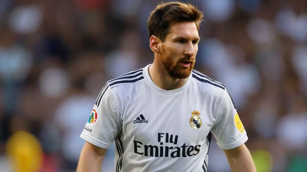 ليونيل ميسي يرتدي تيشيرت ريال مدريد 