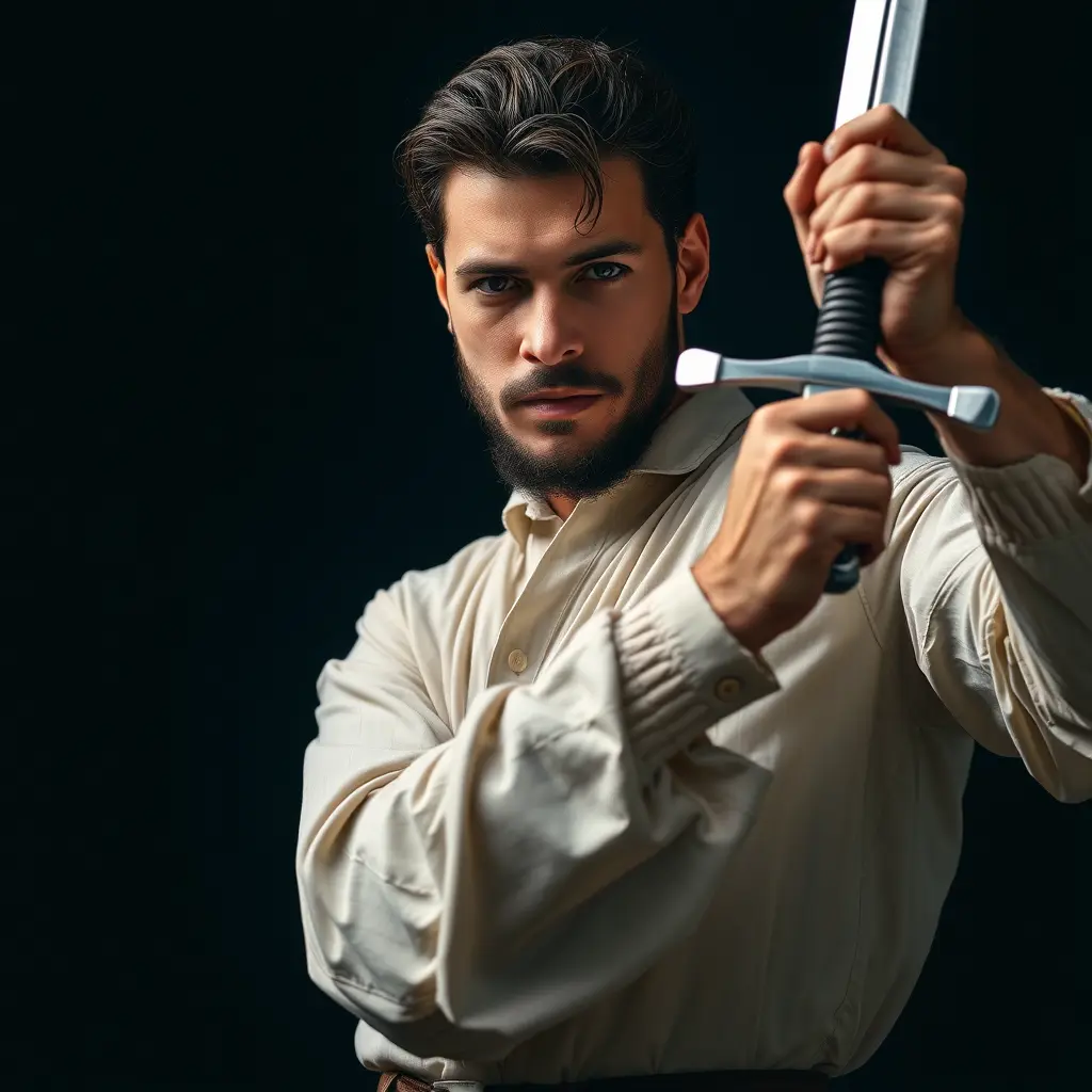 رجل يمسك سيف 