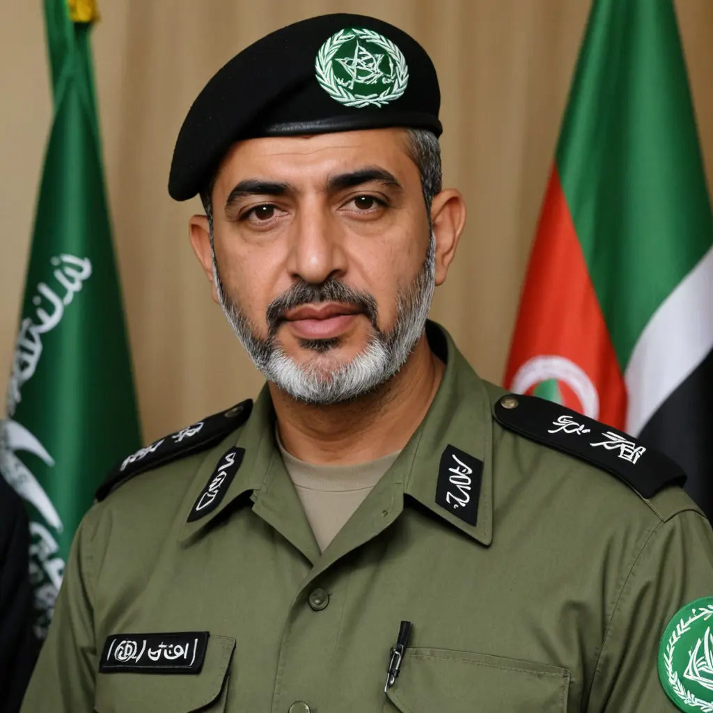 يحيى الانوار قائد حماس بلباس عسكري