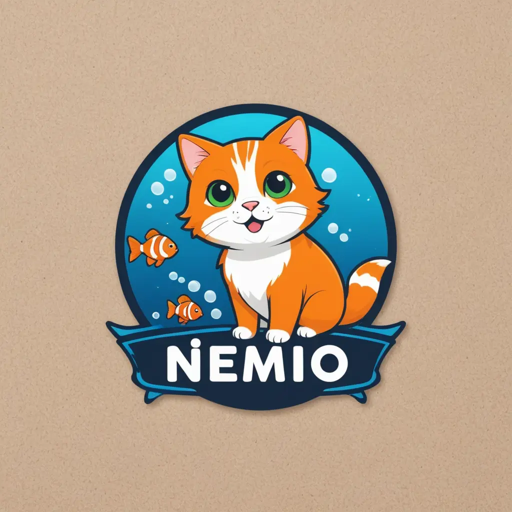 "I would like a logo for a store named Nemo Pet Shop.and I want the logo to be fun and attractive. It could feature an image of a fish resembling Nemo, along with a Cat and a Dog to represent the store’s concept. The colors I have in mind are orange, blue, and green, and I want them to be bright and eye-catching put cat and dog with the fish