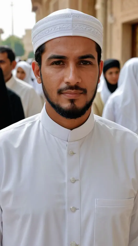 رجل يرتدى جلباب وله هيبه