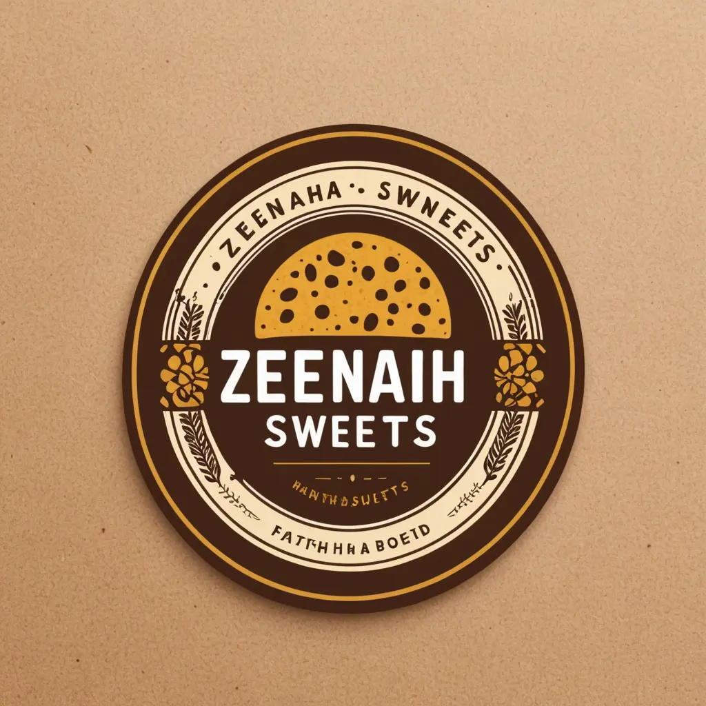 شعار شركة حلويات ب اسم ZEENAH SWEETS تصنع البيتفور والبسكويت يدويا