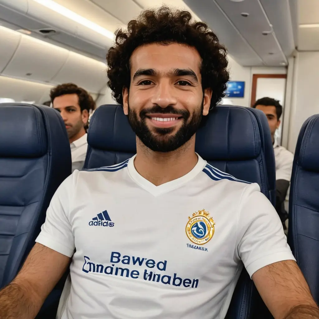 صورة محمد صلاح فى الطائرة