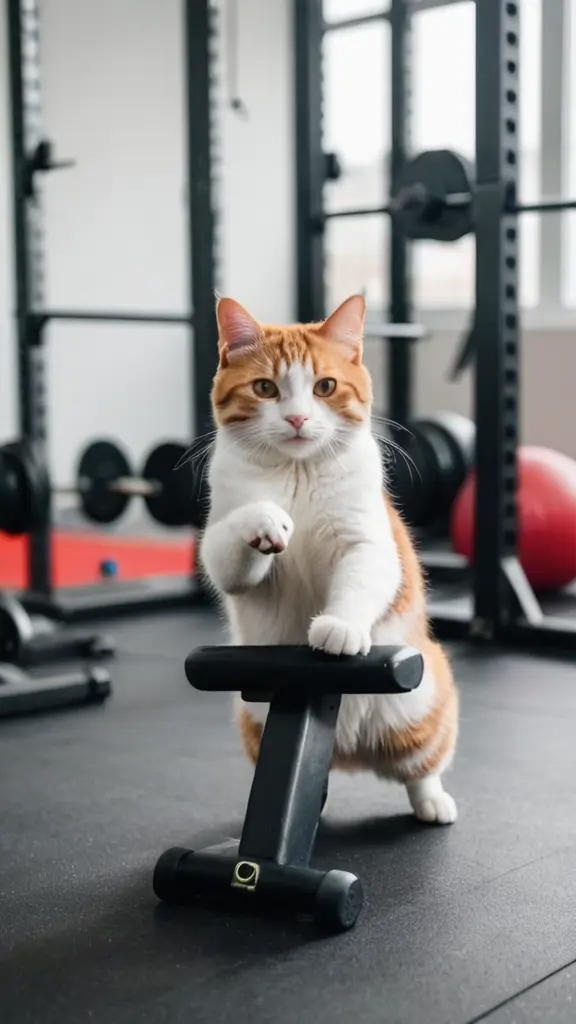 قط يتمرن في الجيم