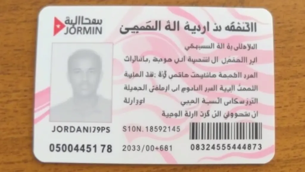 بطاقة هوية أردنية حديثة من الأمام ومن الخلف باللغة العربية