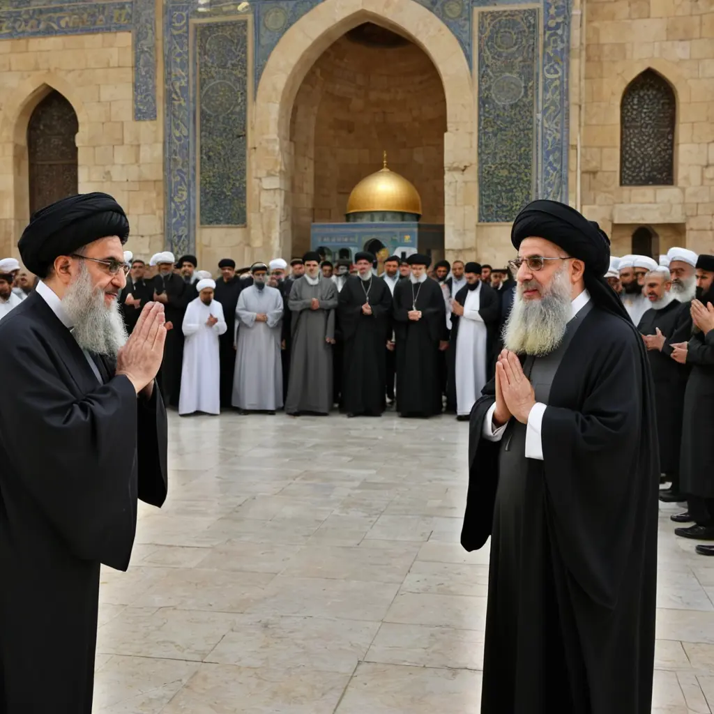 السيد حسن نصر الله والسيد الخامنئي يصلون في الأقصى