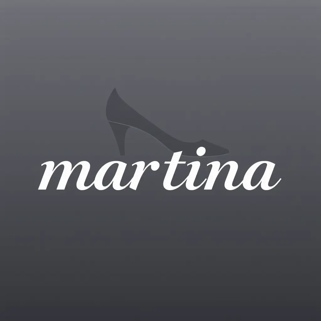 An logo for a shoes market , featuring "martina" word higher then "shoes" word with modern design and beautiful