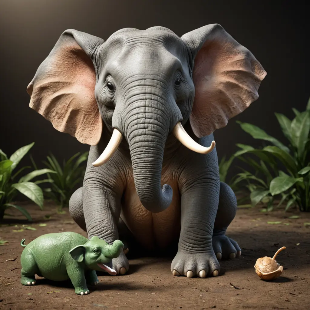 toad eats elephant 3d art