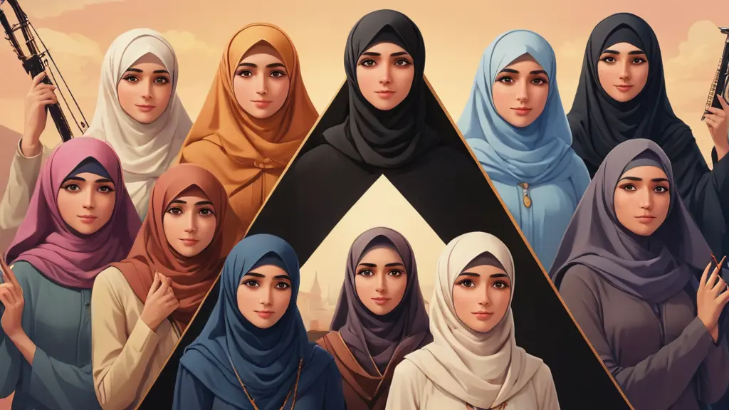 12 شخصية نسائية كرتونية محجبات، تمثل كان وأخواتها، مرتبة في تشكيل مثلث . كل شخصية داخل دائرة وتنظر مباشرة إلى الكاميرا. قمة المثلث تكون في منتصف الصورة. كل شخصية تحمل علامة أو رمز يمثل أداتها (كان، أصبح، أضحى، ظل، بات، صار، ليس، ما زال، ما دام، ما انفك، ما برح، ما فتئ). الخلفية يجب أن تكون بسيطة وخفيفة مع ألوان هادئة لتبرز الشخصيات. الشخصيات ترتدي الحجاب وكل واحدة منها تعبر عن معنى أداتها، مع ترتيب متناسق في شكل مثلث.