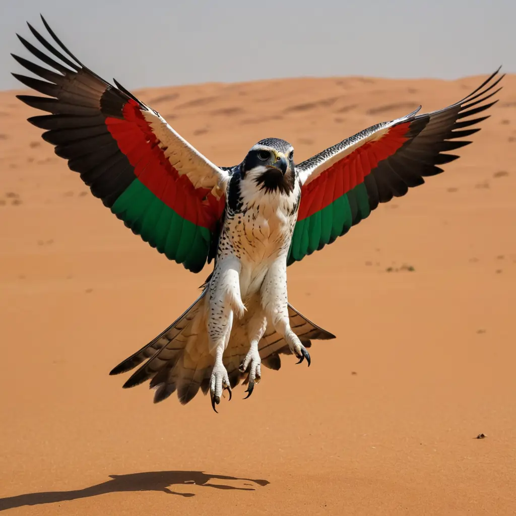 صقر الجديان بالوان علم السودان