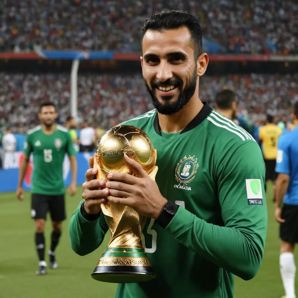 ابو تريكه يحمل كأس العالم