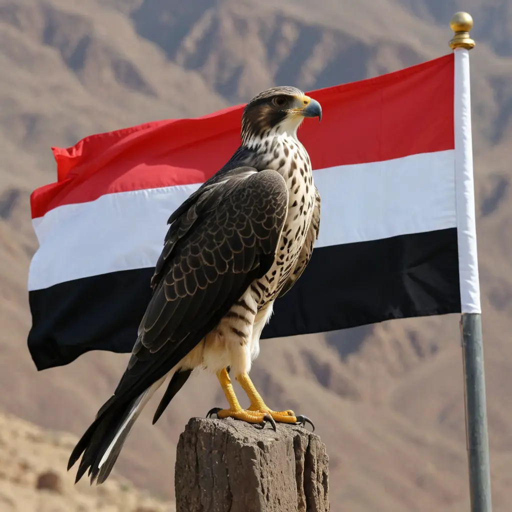 علم اليمن مع صقر