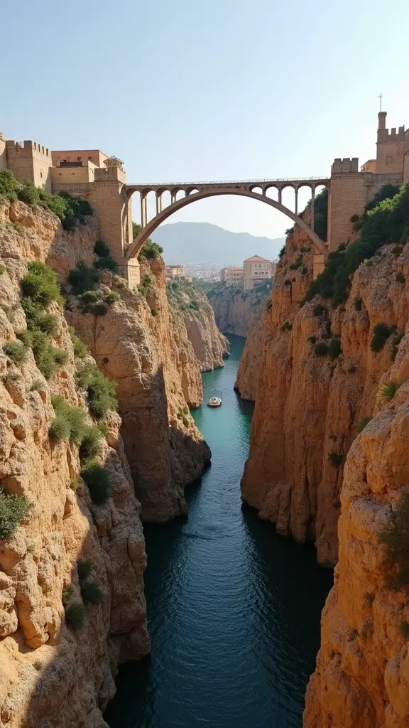 مدينة قسنطينة الجزائرية مبنية على الصخر العتيق بجسورها المعلقة وأوديتها تحت ااجسور