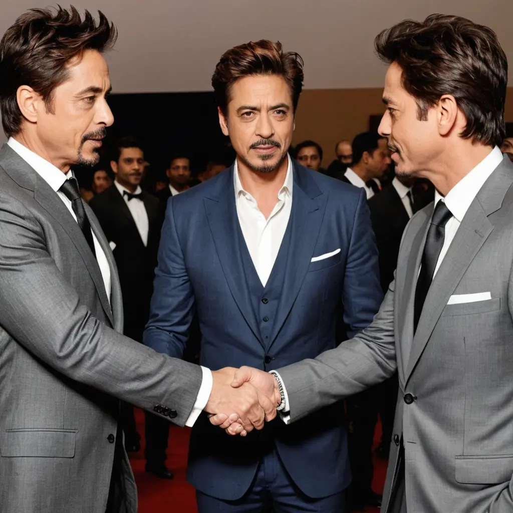 Robert Downey Jr and shahrukh Khan shaking hands