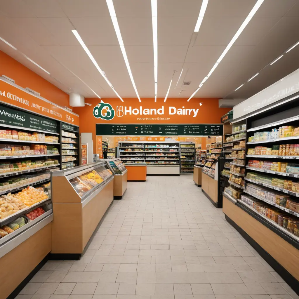 تصميم ديكور واجهة محل سوبر ماركت اسمة البان هولندا لكن الكلمة لازم تكون بالعربى والانجليزى