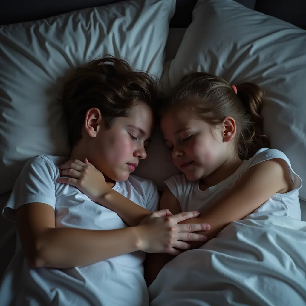 ولد ١٥سنه وبنت ١٤سنه نايمين في حضن بعض ع السرير