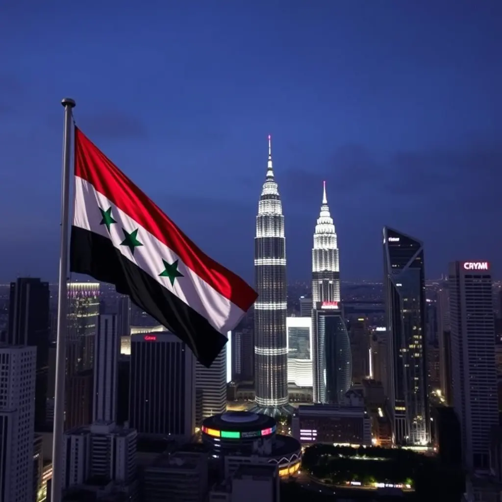 أسم حازم مع علم سوريا الجديد في كولا لامبور