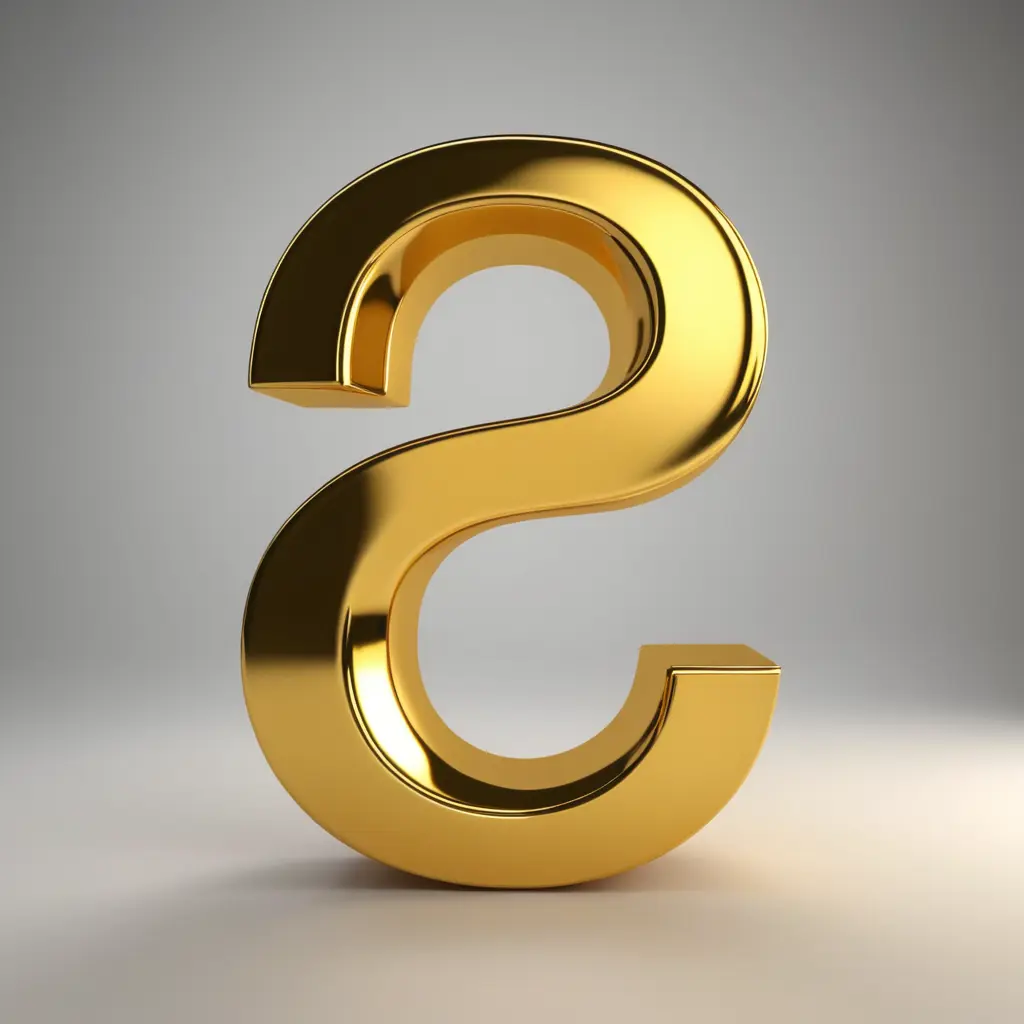 اكتب لي حرف C بلون ذهبي 3D