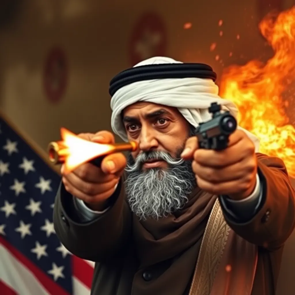 صورة عبد الرحمن العكابي يقتل نتنياهو يطلق رصاصة في أمريكا