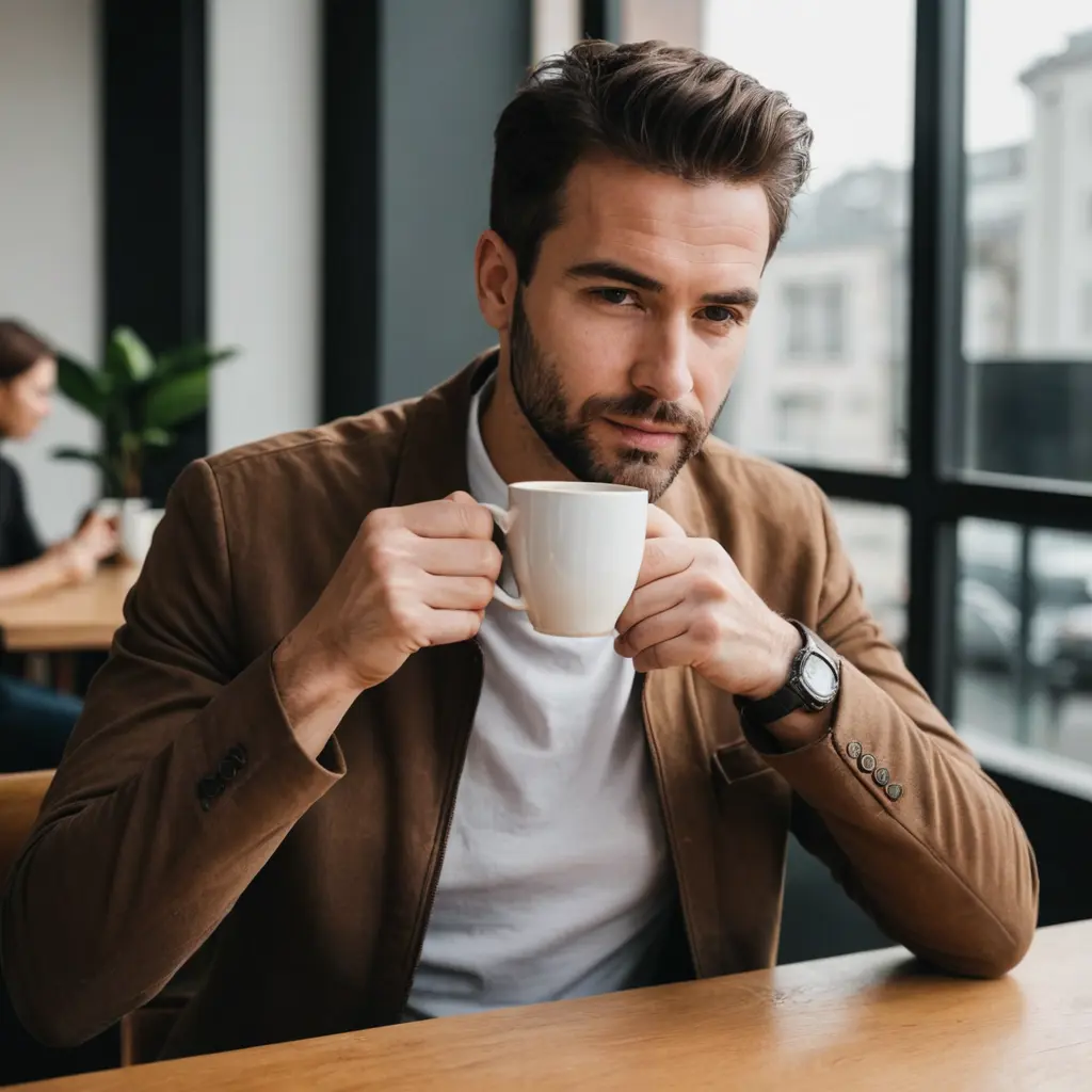 رجل يحتسي القهوة