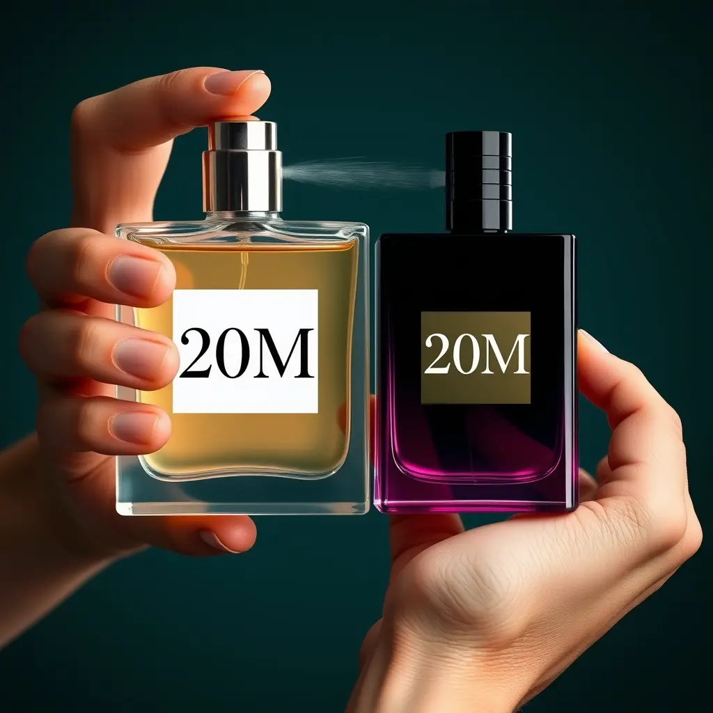 ابغاك تصمم لي صورة تصلح للمنتج العطور وتجميل الشخصي شخص ماسك قزازت عطر مكتوب عليها 20Mبشكل مميز وجميل ابغا شخص كانه يستخدم العطر يرش على جسمه
