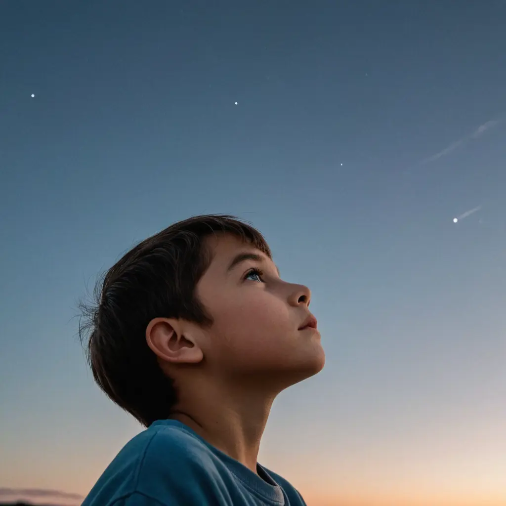 ولد ينظر الي السماء