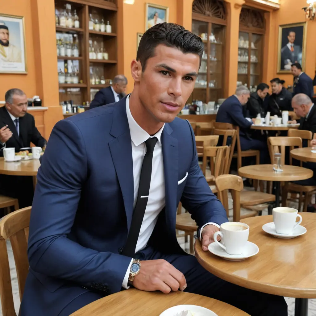 كرستيانو جالس في مقهى قرب مقام الشهيد بالجزاءر