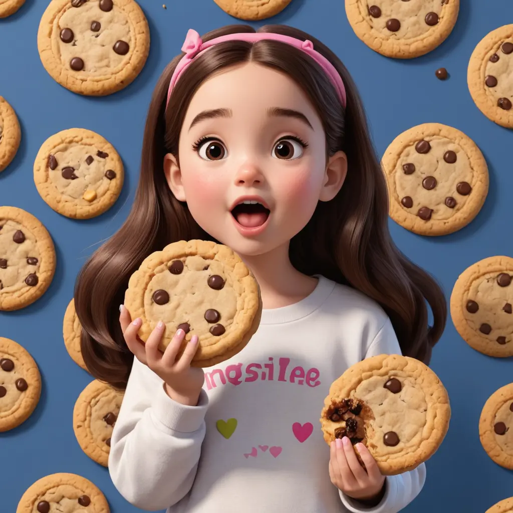 شخصية كرتونية طفلة تاكل الكوكيز الكبير