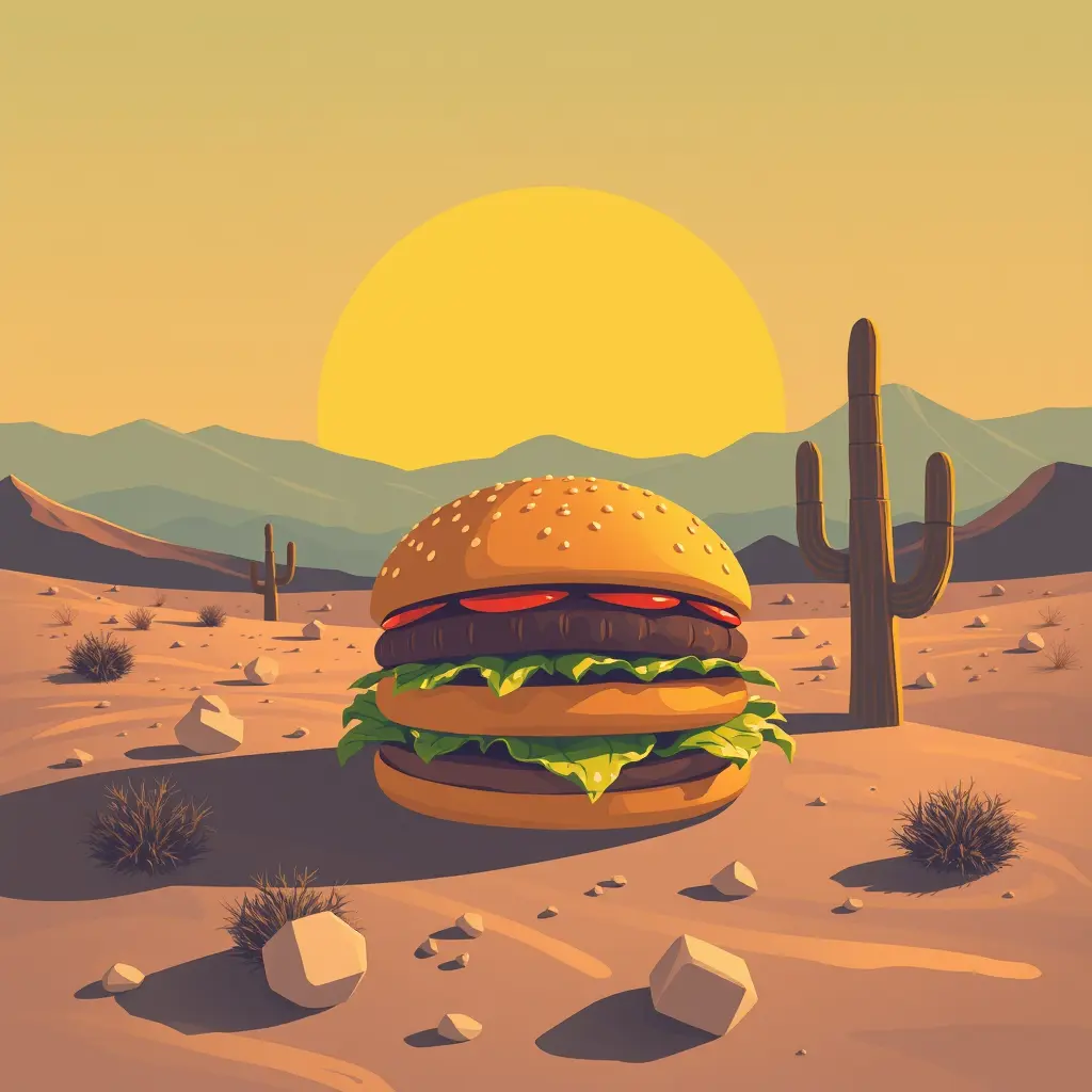 صمم لي اكل هبركر في صحراء