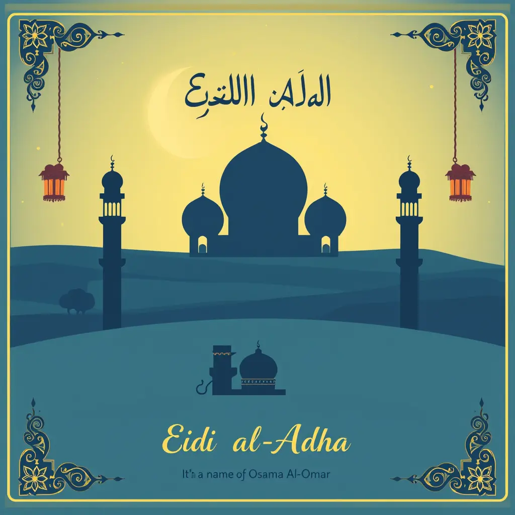 تصميم كرت معايده بمناسبة عيد الاضحى المبارك باسم أسامه العمر