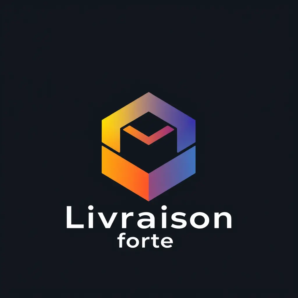Generate a minimalistic futuristic style logo in 2d for a company named 'Livraison forte ' . The logo should prominently feature cube .