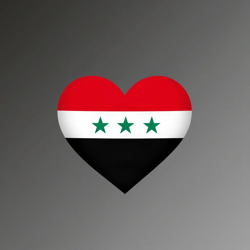 علم سوريا الأخضر علا شكل قلب