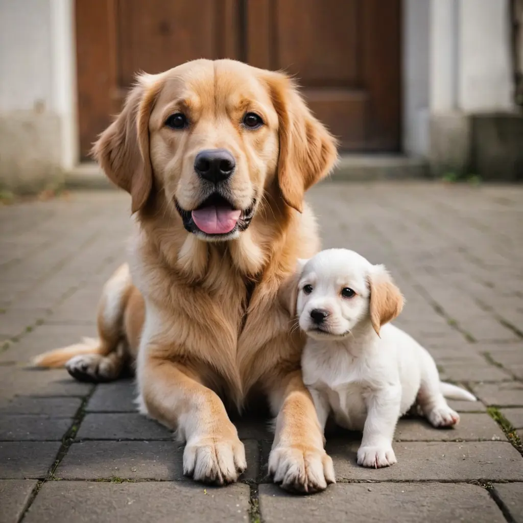 صورة كلب مع صغيره الجرو