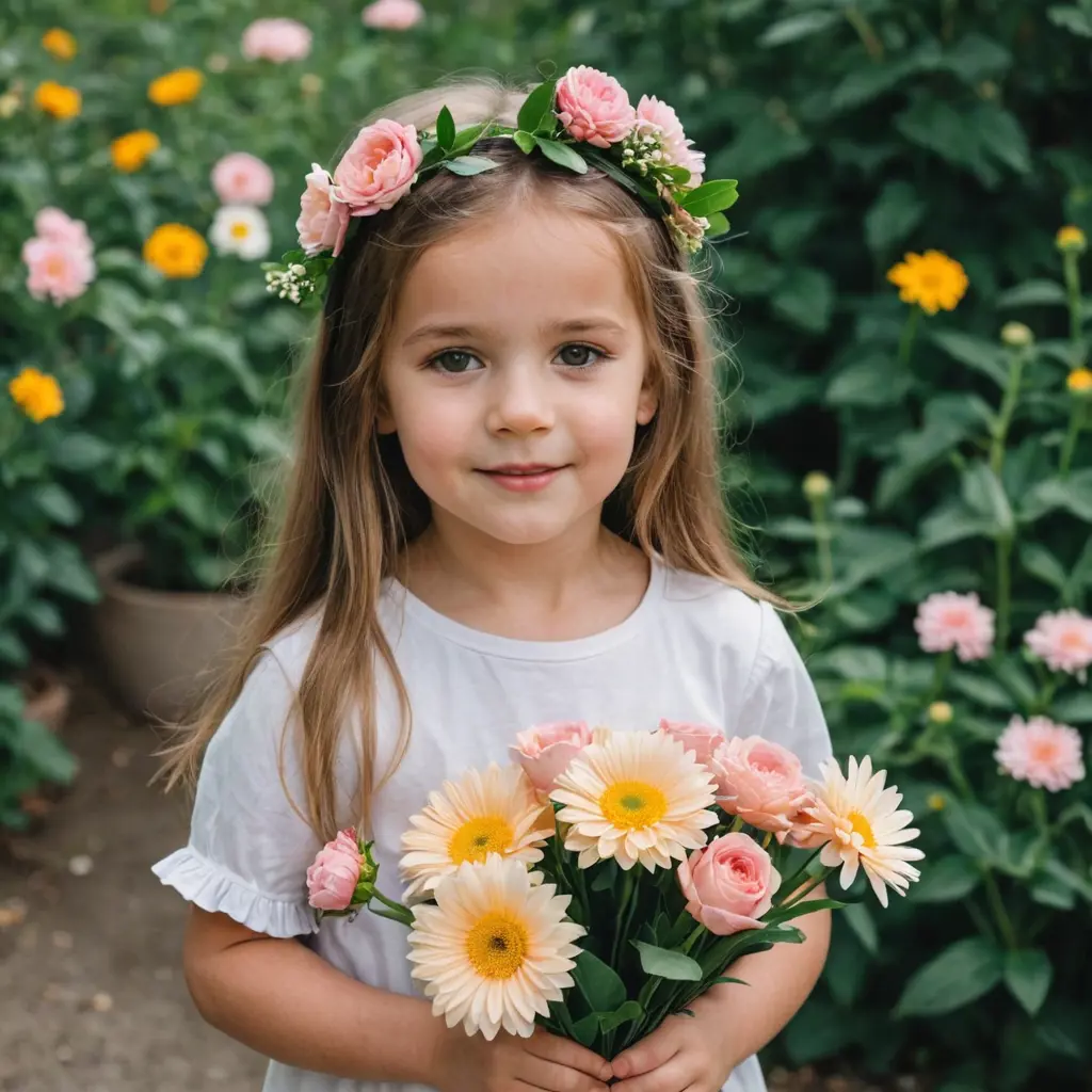 صوره بنت صغيره ومعاها ورد