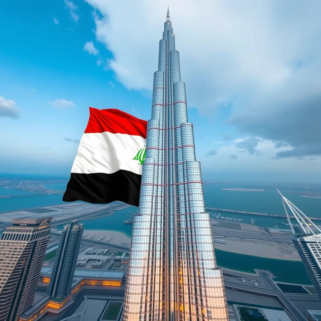 علم العراق ظاهر على برج خليفة