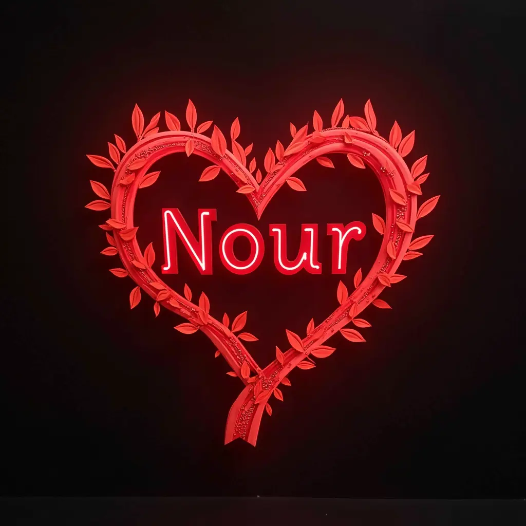 اسم نور وسط قلب احمر