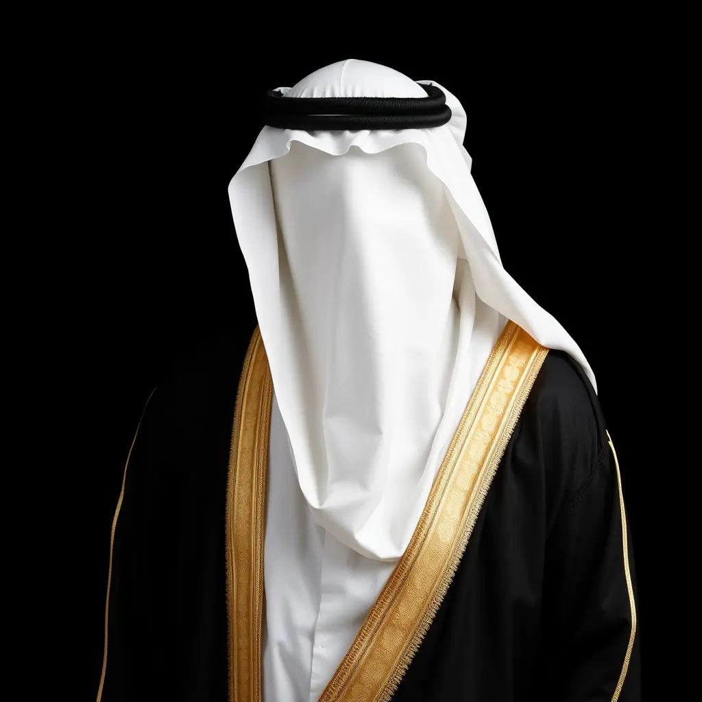 لباس رجل خليجي بدون وجه خلفية سوداء