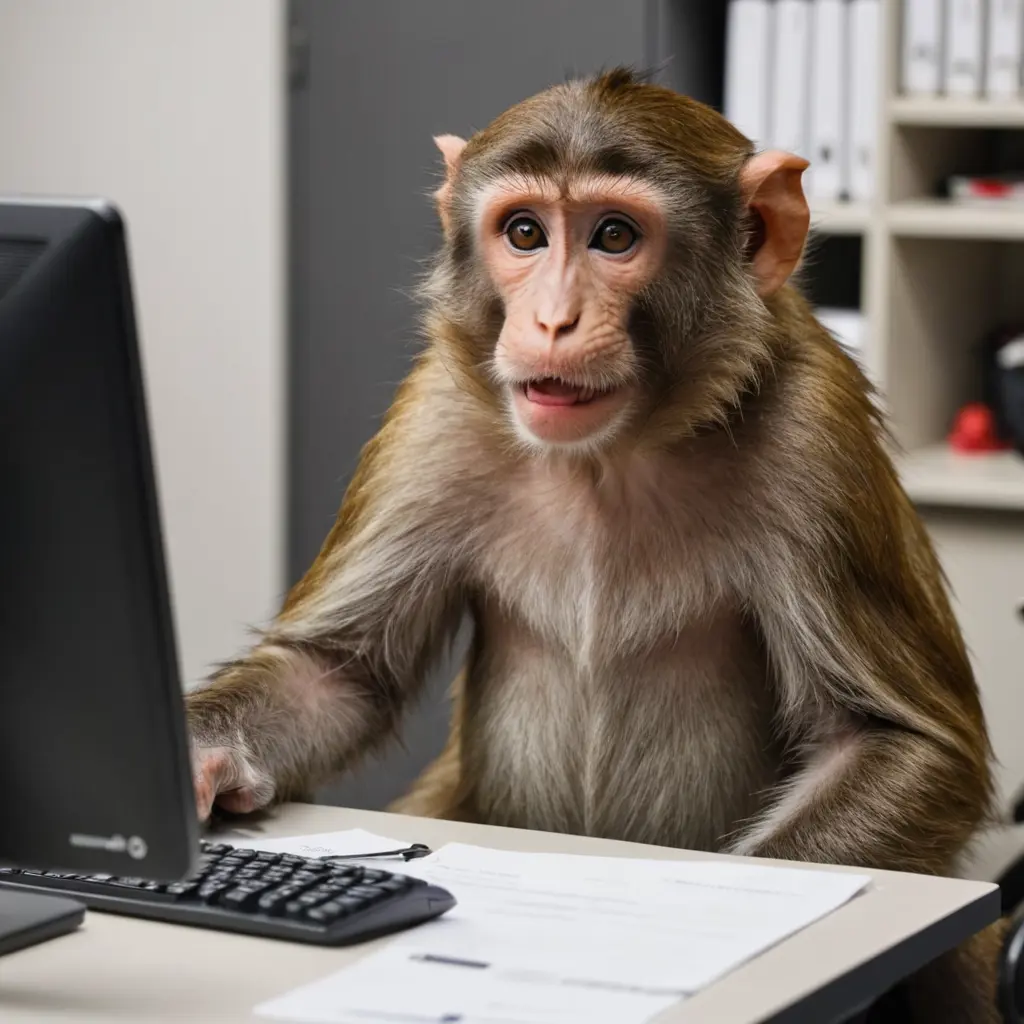 قرد في مكتب