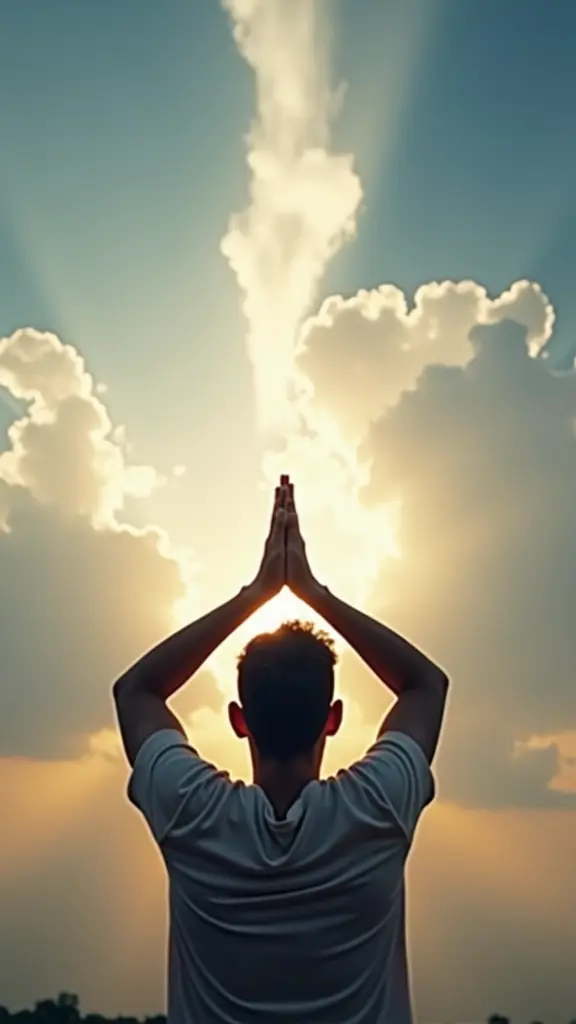 شخص رافع يده الي السماء يدعو الله